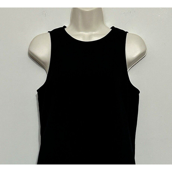 4C Anthropologie Womens Dress 6‎ Black Blue Abstract Silk Shift Modern Retro - Picture 2 of 12